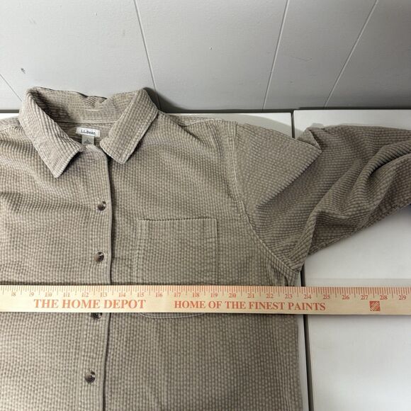 LL Bean Wide Corduroy Long Sleeve Shirt Jacket Relax Fit Women Size L EUC - Picture 7 of 12